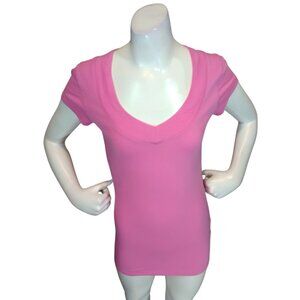 Women Pink V Neck Top